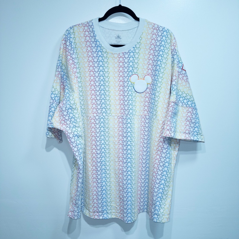 New Disney Parks White Mickey Mouse Rainbow Pride Unisex Spirit Jersey Size XXL - Picture 1 of 6